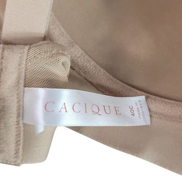 Cacique Lightly Lined Full Coverage Bra Tan 40C Seamless Cushioned Adj Underwire - Picture 9 of 11